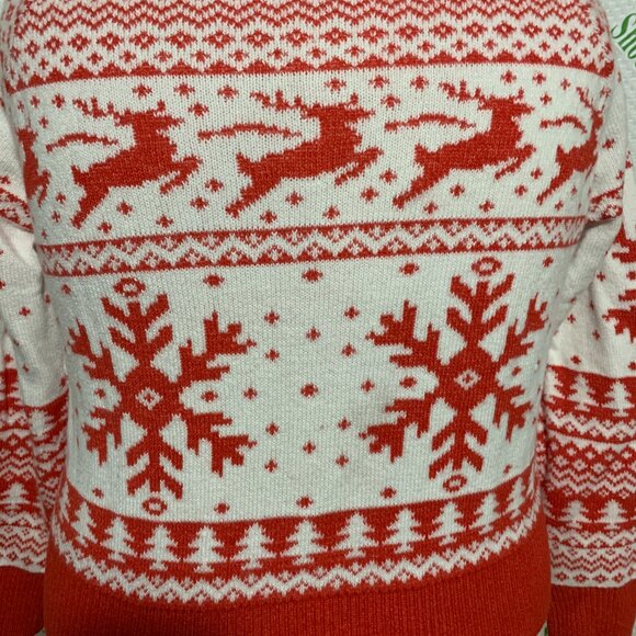 Ugly Christmas Sweater Dec. 2th Cardigan Reindeer Snowflake Red White Womens XL - Picture 4 of 5
